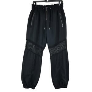 Mamo Womens Size 42 US 10 Pants Mesh Insert Jogger Front Zip Stretch Black